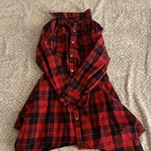 Red plaid dress with belt